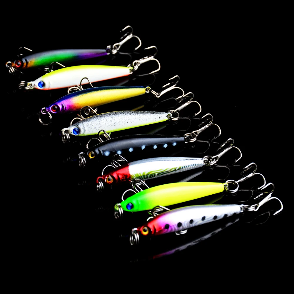 

8pcs/lot 5cm 3.6g Minnow Fishing Lures Hard Bait 3D Eyes Crankbait Wobblers Carp Fishing Peaca Bass Fishing Tackle 8 Colors