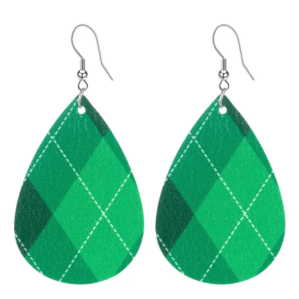 Серьги в виде клевера зеленые серьги на день Патрика женские кожаные счастливая