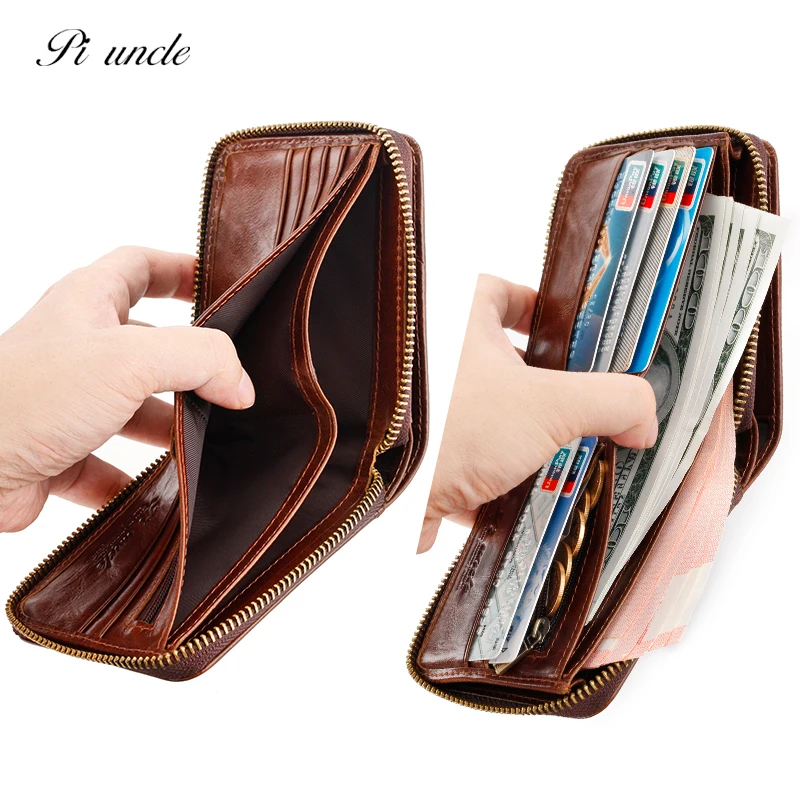 Мужской кошелек из натуральной воловьей кожи с карманами для монет и карт