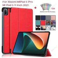 for xiaomi mi pad 5 11inch case pu leather tri flold stand tablet pc smart cover for xiaomi mi pad 5 pro 11 2021 protective case