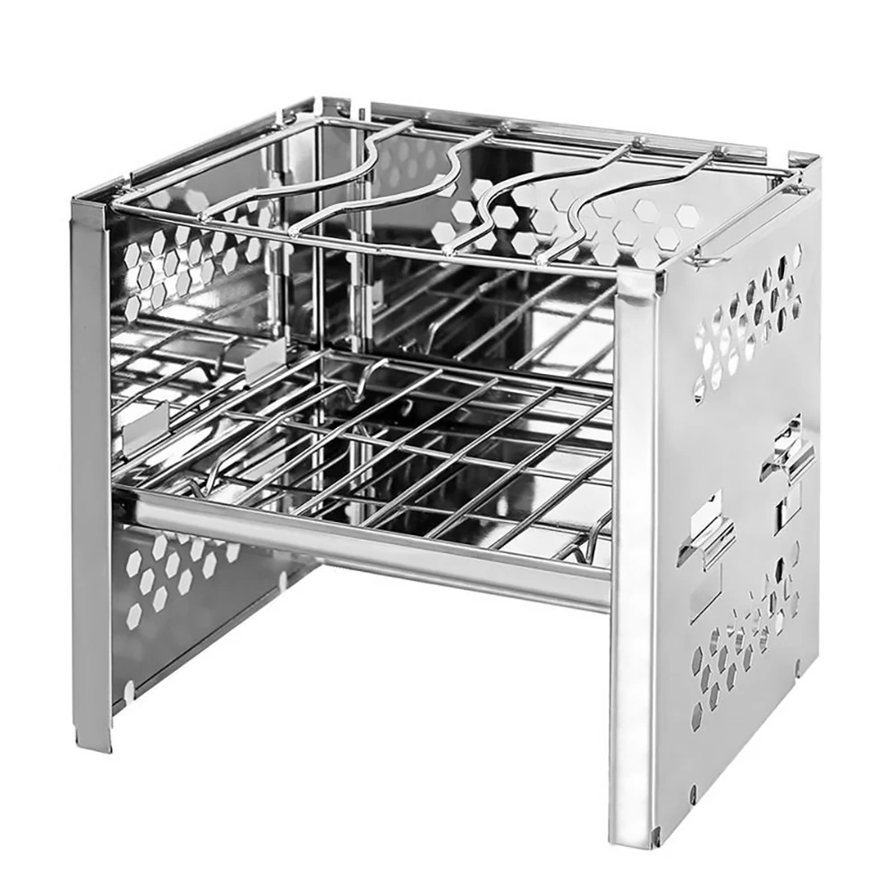 Складной барбекю Настольный гриль Нержавеющая сталь Кемпинг костра Heavy Duty