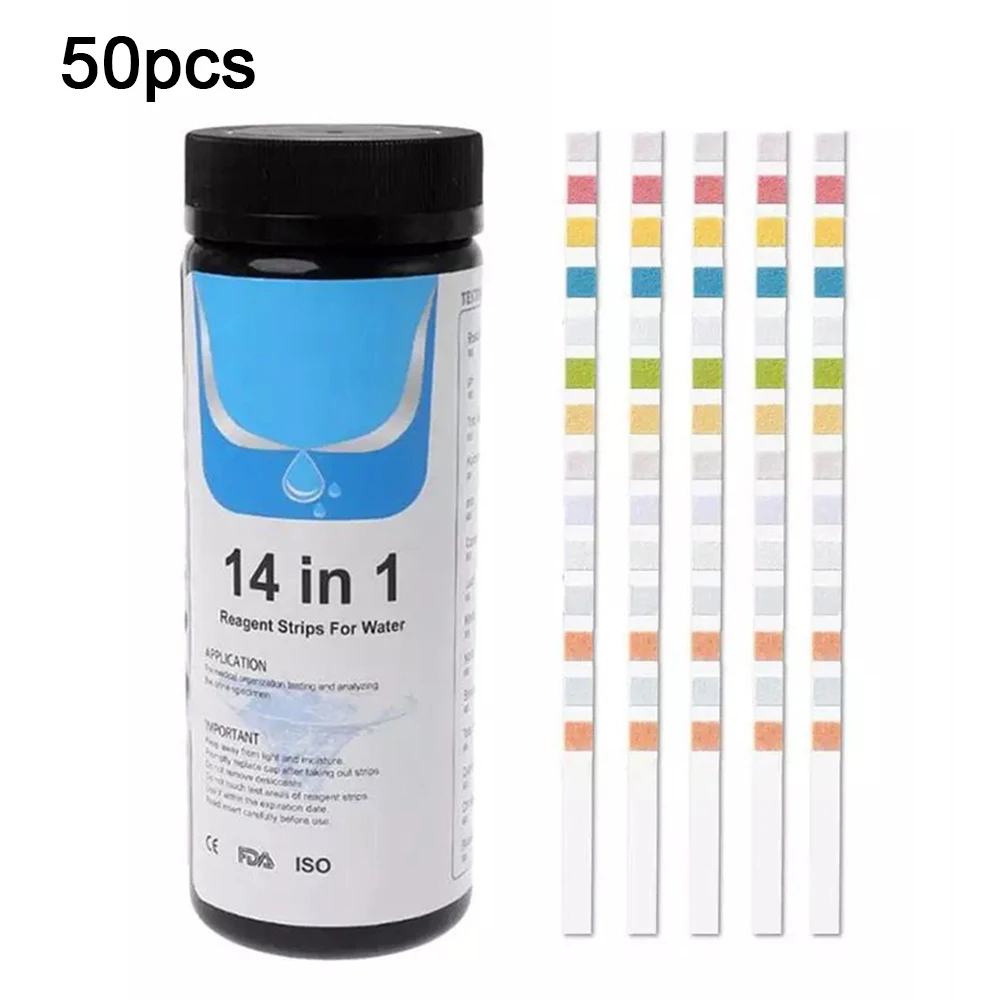 

50 шт. Многофункциональный Обновления 14 In1 питьевой воды Тесты полосы воды качество Тесты простой и быстрой твердость Тесты PH брома нитрат