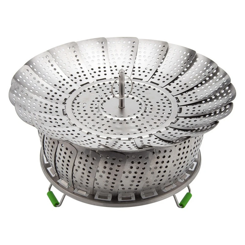 

Food Steamer Basket Multi Function Stainless Steel Double Layer Folding Steamer For Pot Pans Crock, Fish Veggie Eggs And Seafood