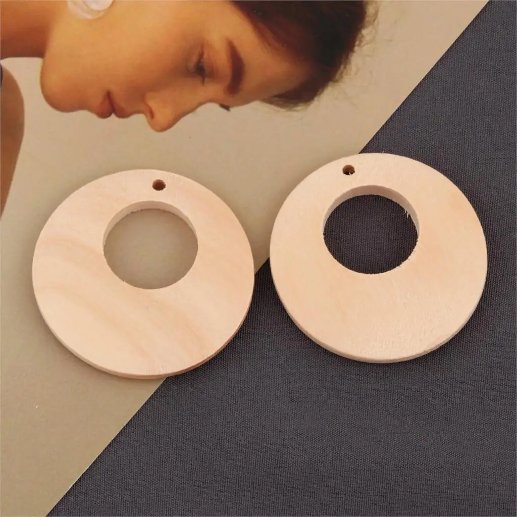 Необработанные круглые подвески из натурального дерева с большим отверстием 20