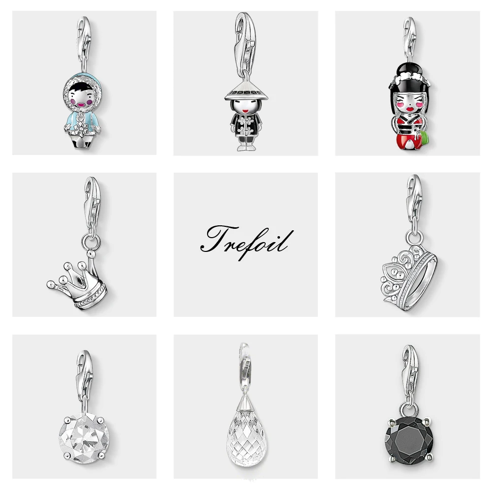 

China Japen Doll Crown CZ Pendant Charm Fashion Fine Jewelry 925 Sterling Silver Ethnic Gift For Women Men Fit Bracelet Necklace