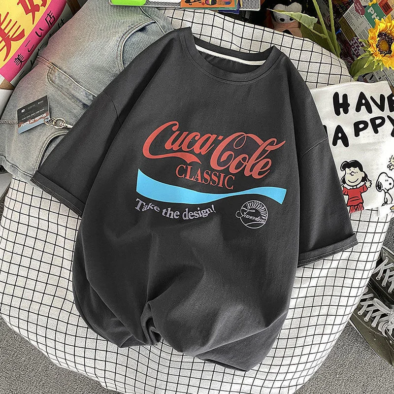 

American Retro Letters Print Streetwear T Shirts Women Oversized Cotton Tshirts 2021 New Fashion Ladies Summer Tees Plus Size