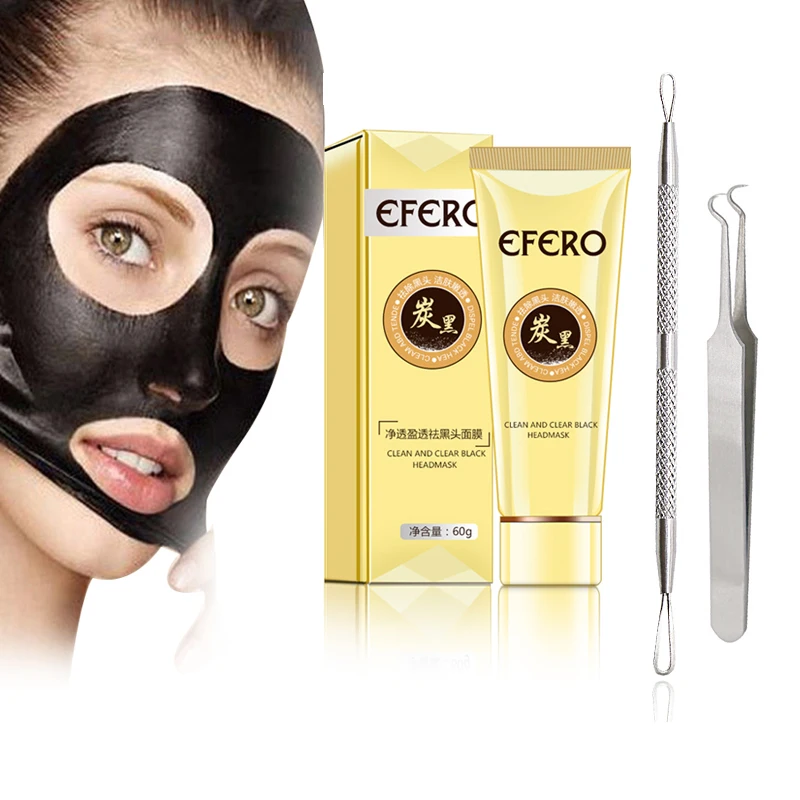 

EFERO Blackhead Remover Nose Black Mask Face Care Mud Acne Treatment Peel Off Mask Acne Needle Extractor Whitehead Pore Cleaner