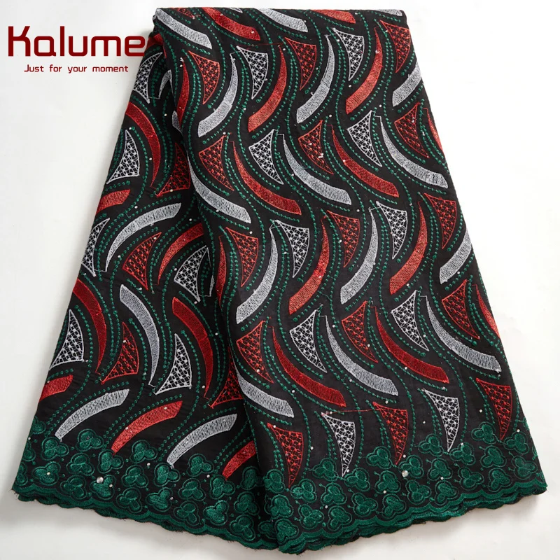 

Kalume African Cotton Lace Fabric Swiss Voile Sew Cloth Nigerian Cotton Lace Fabric Stones High Quality For Party Dress H2660