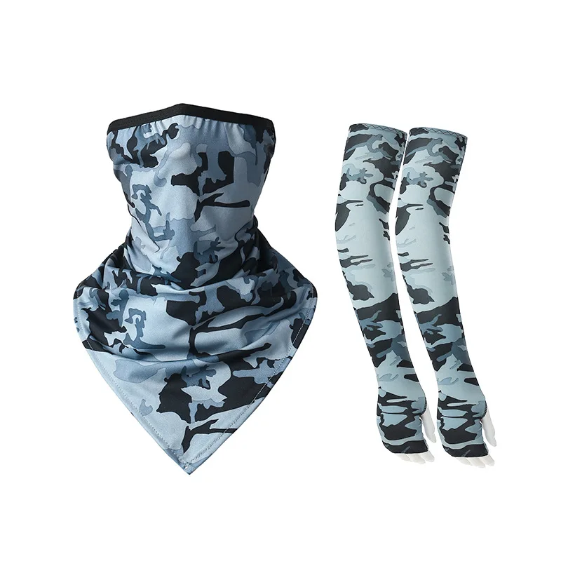 

Summer UV Protection Face Cover Neck Gaiter Scarf with Ice Silk Cooling Arm Sleeves Unisex Outdoor Suncreen Windproof