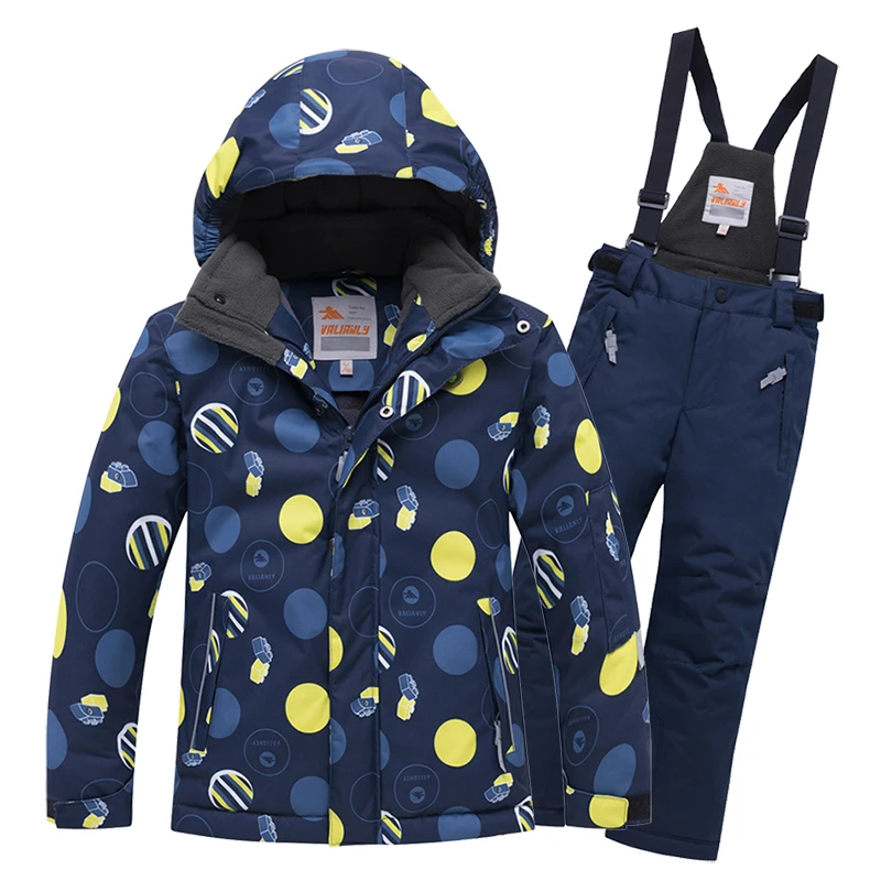 Dark Blue Зимний лыжный костюм детский зимний костюм для мальчиков водонепроницаемая ветрозащитная детская Лыжная куртка и штаны комплекты из 2 предметов для сноубординга на открытом воздухе - Цвет: Dark Blue
