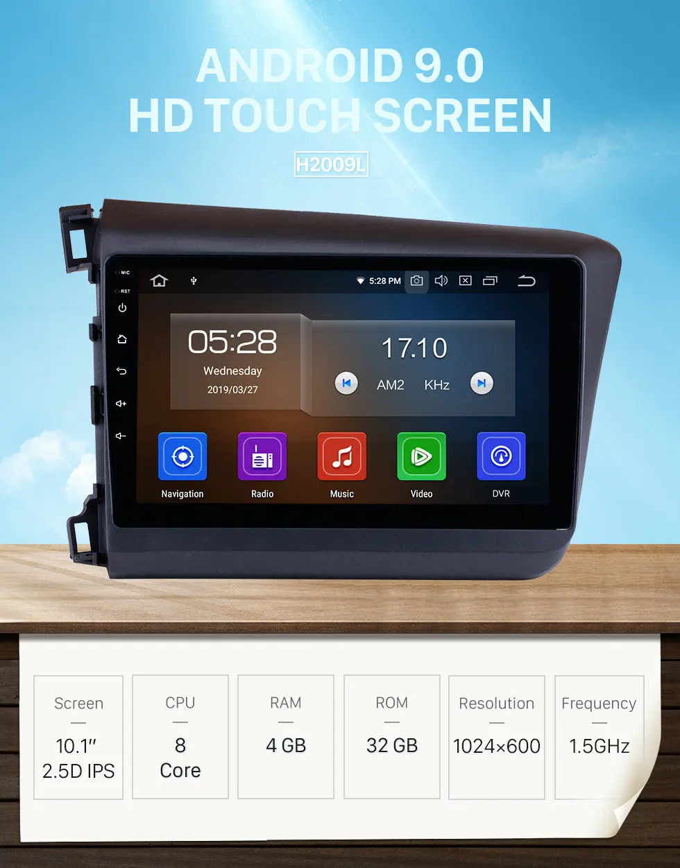 Seicane 1024*600 мультитач Android 9,0 Bluetooth gps система автомобиля радио для 2012 Honda Civic поддержка OBD2 3g WiFi 1080P DVR