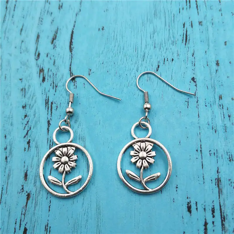 

Sunflower Charm Creative Earrings,Vintage Fashion Jewelry Women Christmas Birthday Gifts Accessories Pendants Zinc Alloy