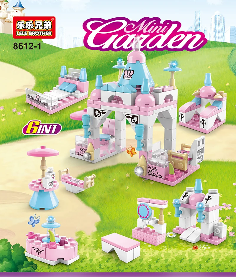 

131PCS 6 IN 1 Building Blocks Children's Girl Amusement Park DIY Figures Bricks for Children Adventure Role Playing Game