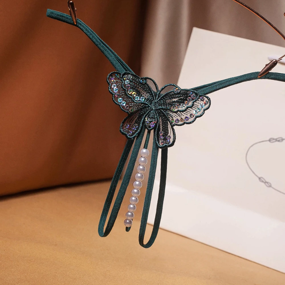 Женское Эротическое нижнее белье стринги с вышивкой бабочки и блестками трусики