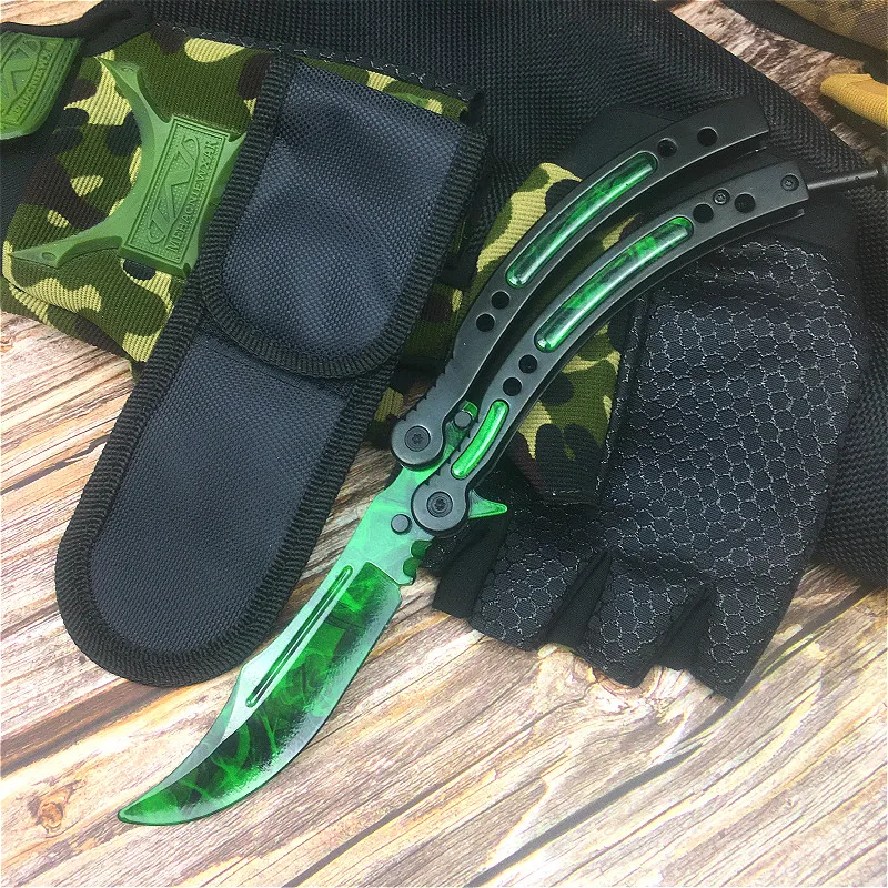 CS Go обучение Бабочка нож 9 8 дюймов трава зеленая бабочка тренировочный с ножнами