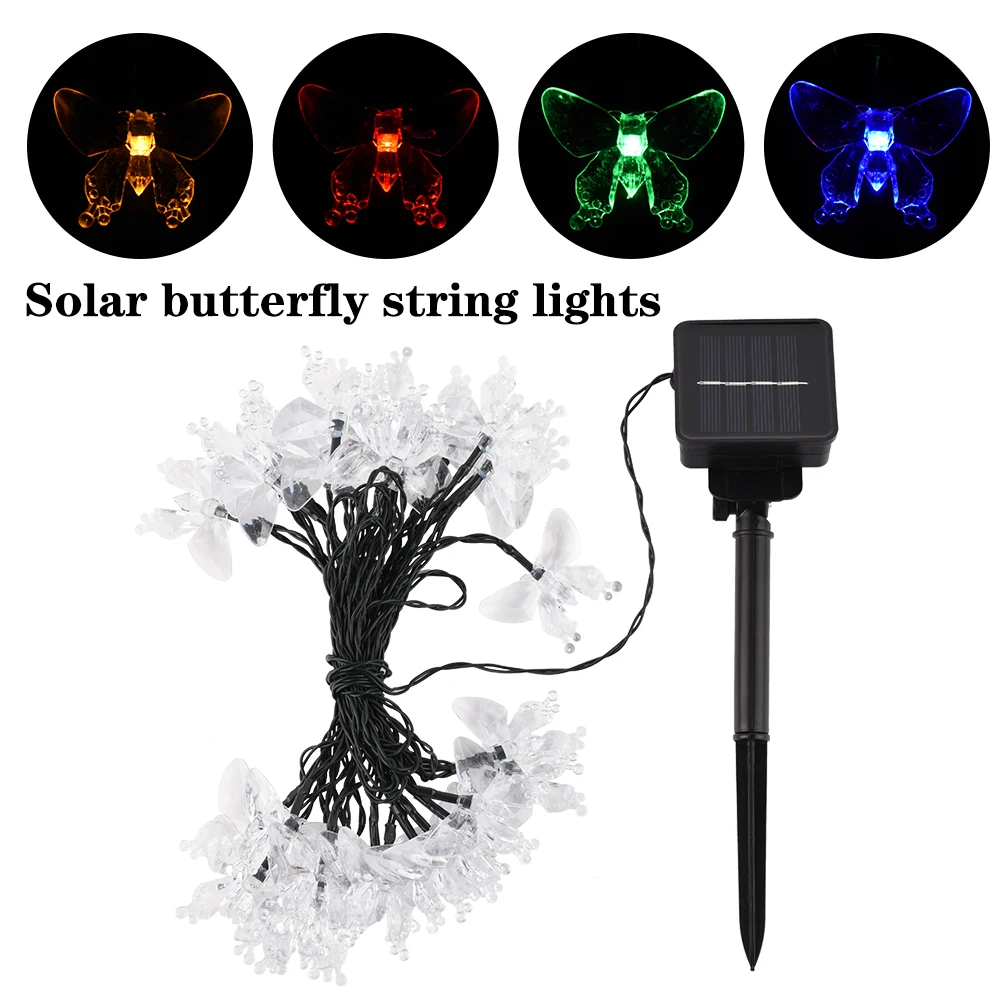

6.5m LED Solar Butterfly String Lights Beautiful Waterproof Fairy Lights For Valentine'S Day Christmas Party Wedding Decoration