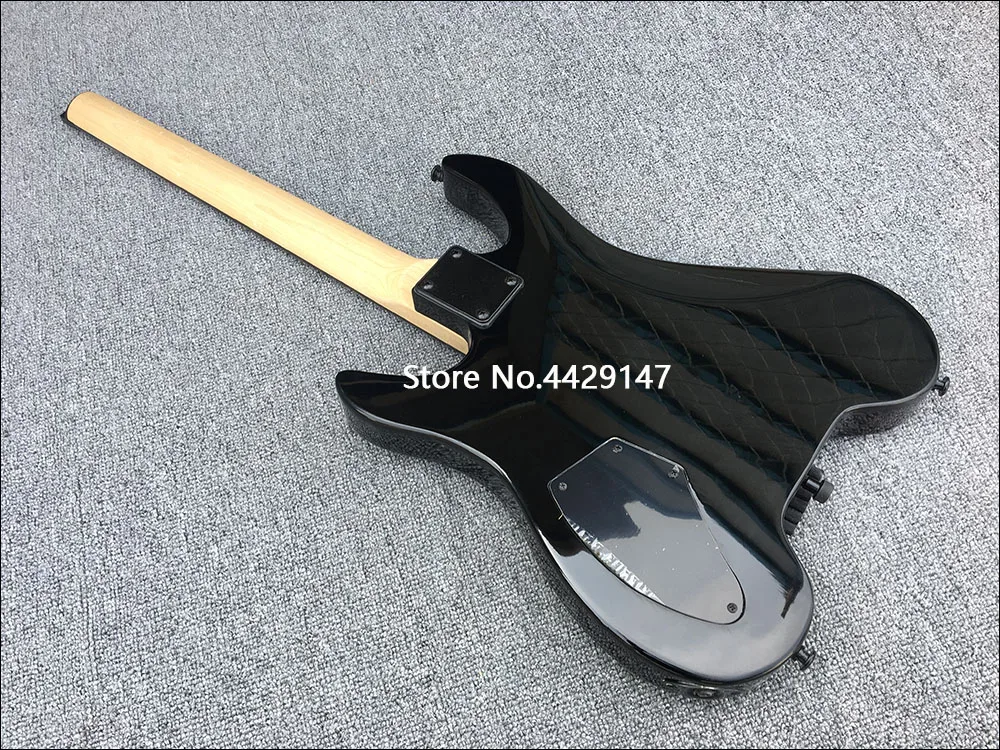 

Headless Electric Guitar Solid Mahogany Body with Flamed Maple Top Maple Neck Rosewood fingerboard Black Hardware Sunburst Color
