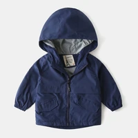 zwf1309 boys spring autumn coats kids jackets toddler hooded windbreaker with pocket children zipper outerwear baby clothes