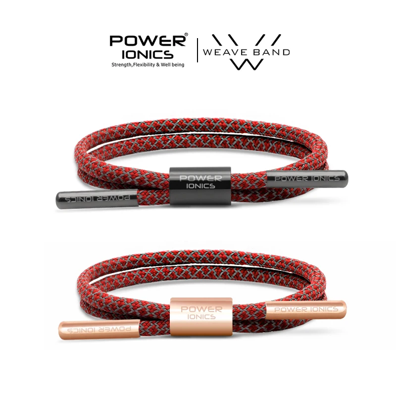 Red-2Rope(PLUS) Новая мощность Ionics Светоотражающая плетеная веревка Титан Германий браслет баланс энергетический баланс человеческого тела надпись - Окраска металла: Red-2Rope(PLUS)