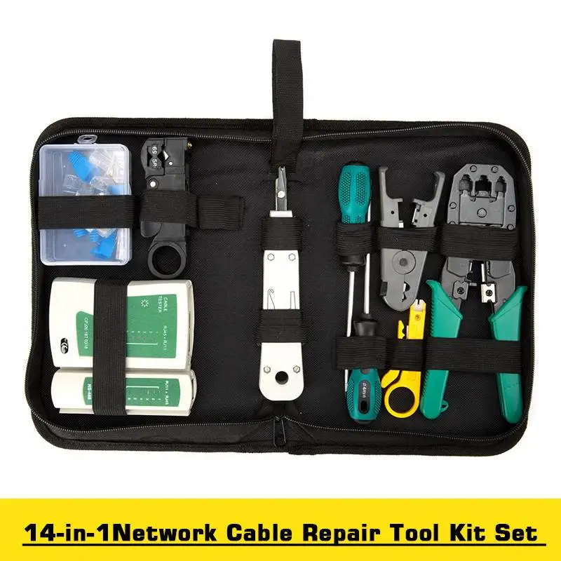 Профессиональный RJ45 RJ11 CAT5 CAT5e CAT6 портативный набор инструментов для ремонта Сети UTP LAN Кабельный тестер плоскогубцы Обжимные Щипцы заглушка зажим