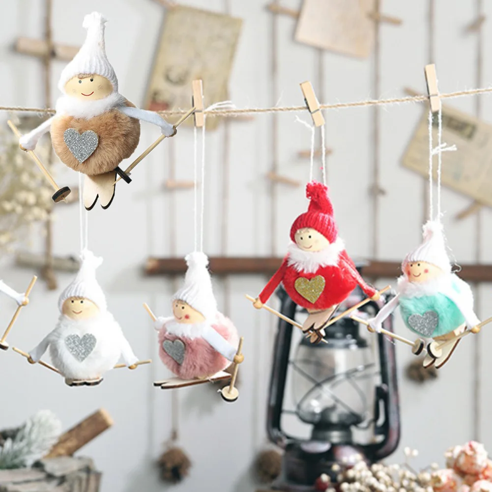 Плюшевый Ангел для катания на лыжах Рождественский мультяшный кулон украшения