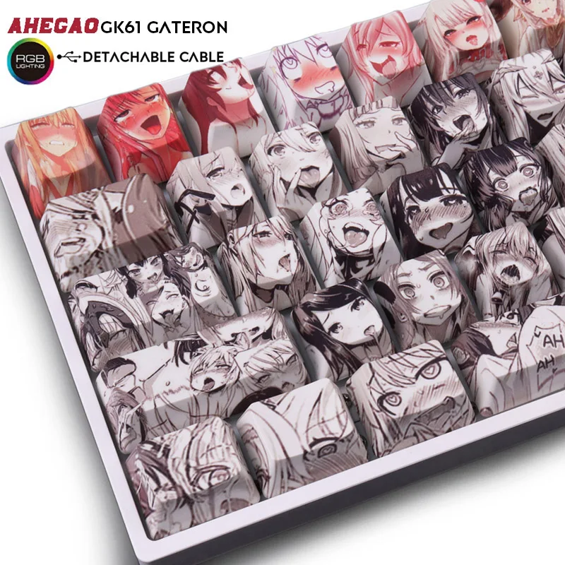 SK61 Мини Портативный 60% механическая клавиатура USB Съемный кабель Ahegao краситель SUB