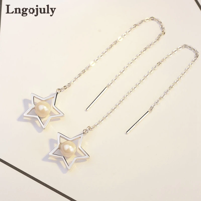 

Noble Women Earrings 100% 925 Sterling Silver Women Star Pearl Stud Earrings For Women Girlfriend Anniversary Party Jewelry Gift