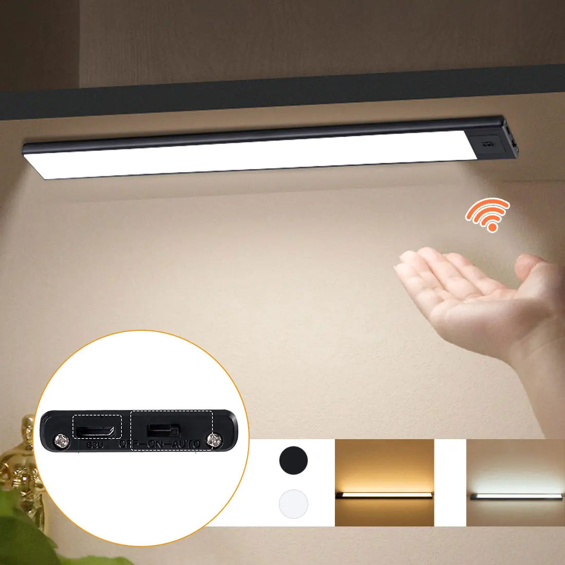 

2PCS Ultra-thin LED Under Cabinet Closet Automatic LED Light USB Recharge 3Modes Motion Sensor Wall lamps for Kitchen Wardrobe