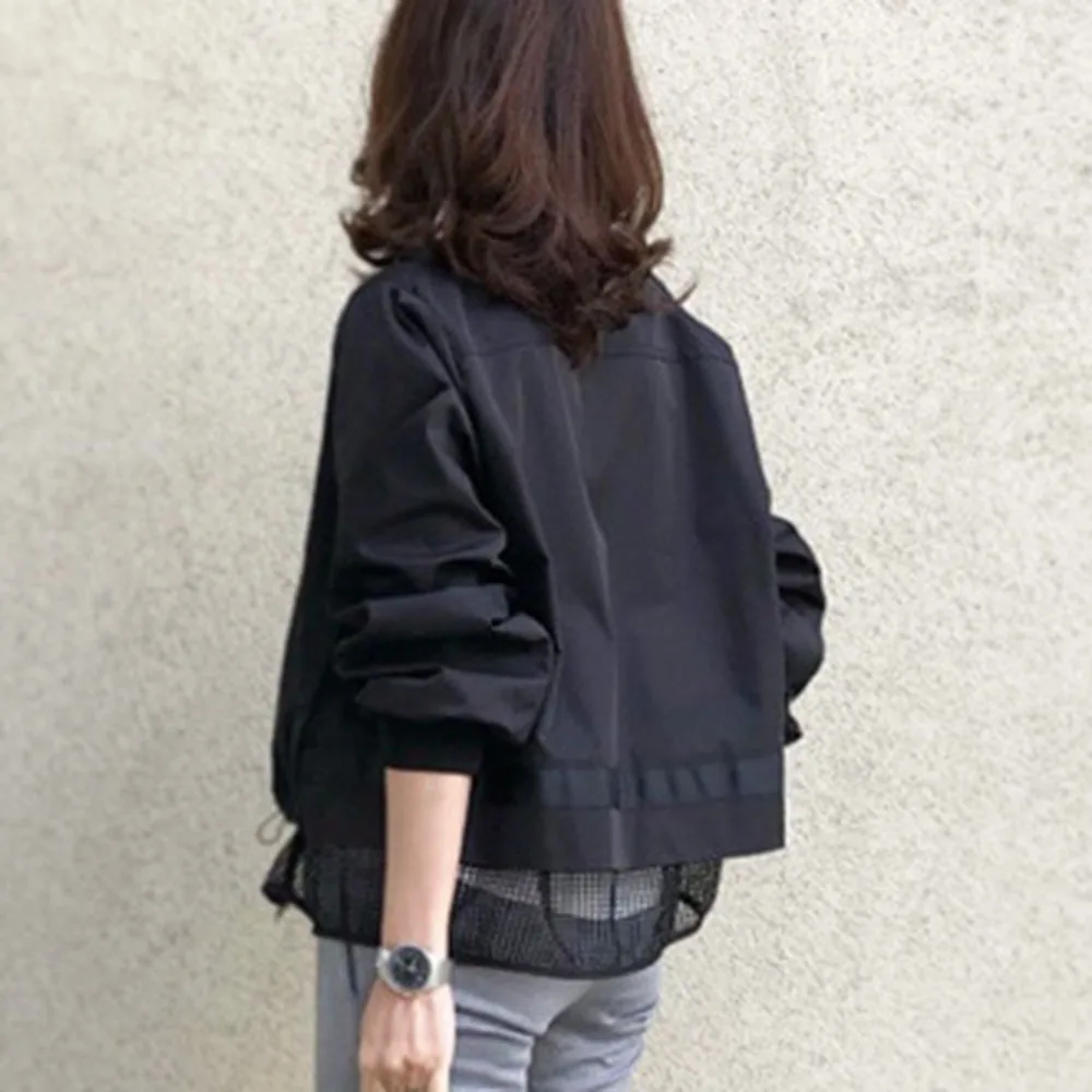 

Patchwork Women Coat Zipper Up Jacket 2020 Korean Japanese Style Ladies Casual Autumn Outwear Coats Women Clothing Long Sleeve