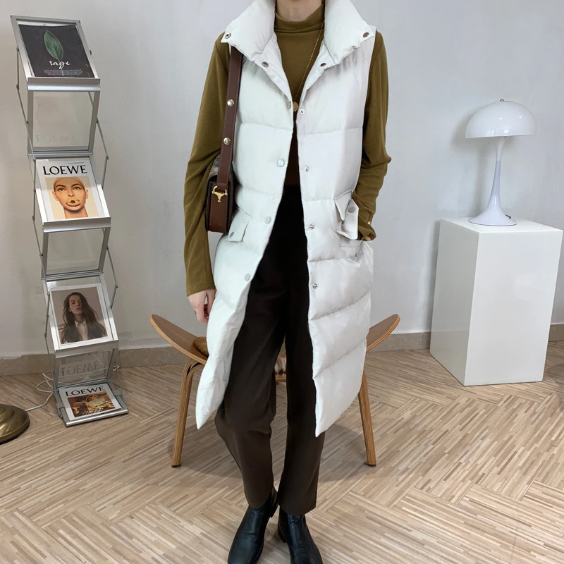 

In 2020, the new set of collar warm cotton medium long waistcoat for women with slimming stand collar wear vest over waistcoat