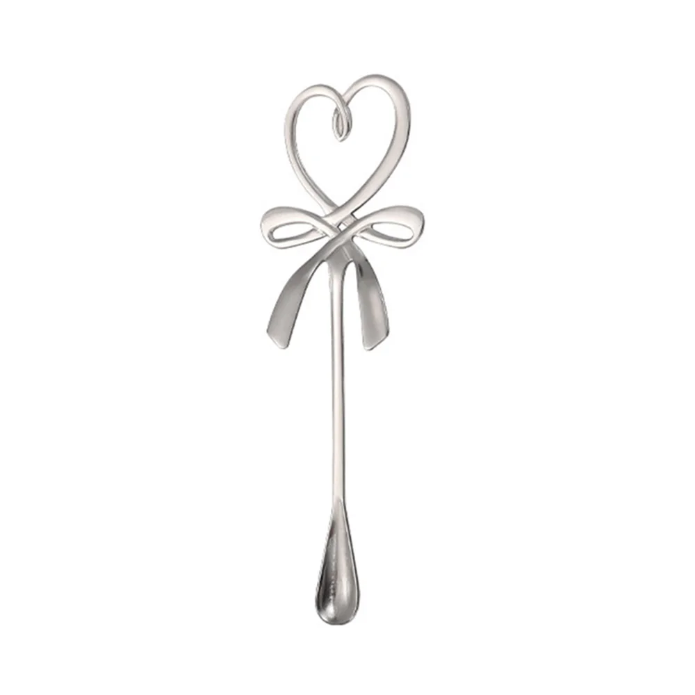 5 дюймов ложки с длинной ручкой ледяной Чай ложка сердце креативными луками Кофе