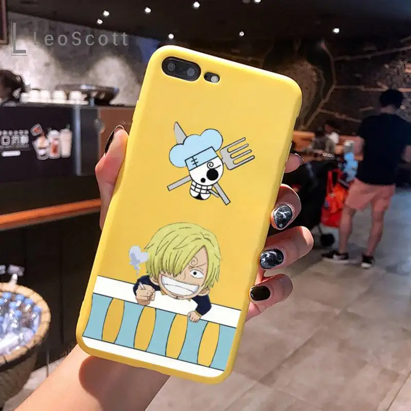 

One Piece Japan Anime Luffy Roronoa Zoro Phone Case Yellow Candy Color for iPhone 6 7 8 11 12 s mini pro X XS XR MAX Plus
