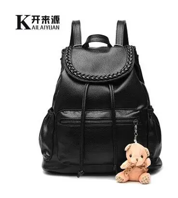 100% Genuine leather Women handbags 2019 Backpack Bag NEW fashionista backpack new fashion leisure bag bear students | Багаж и сумки