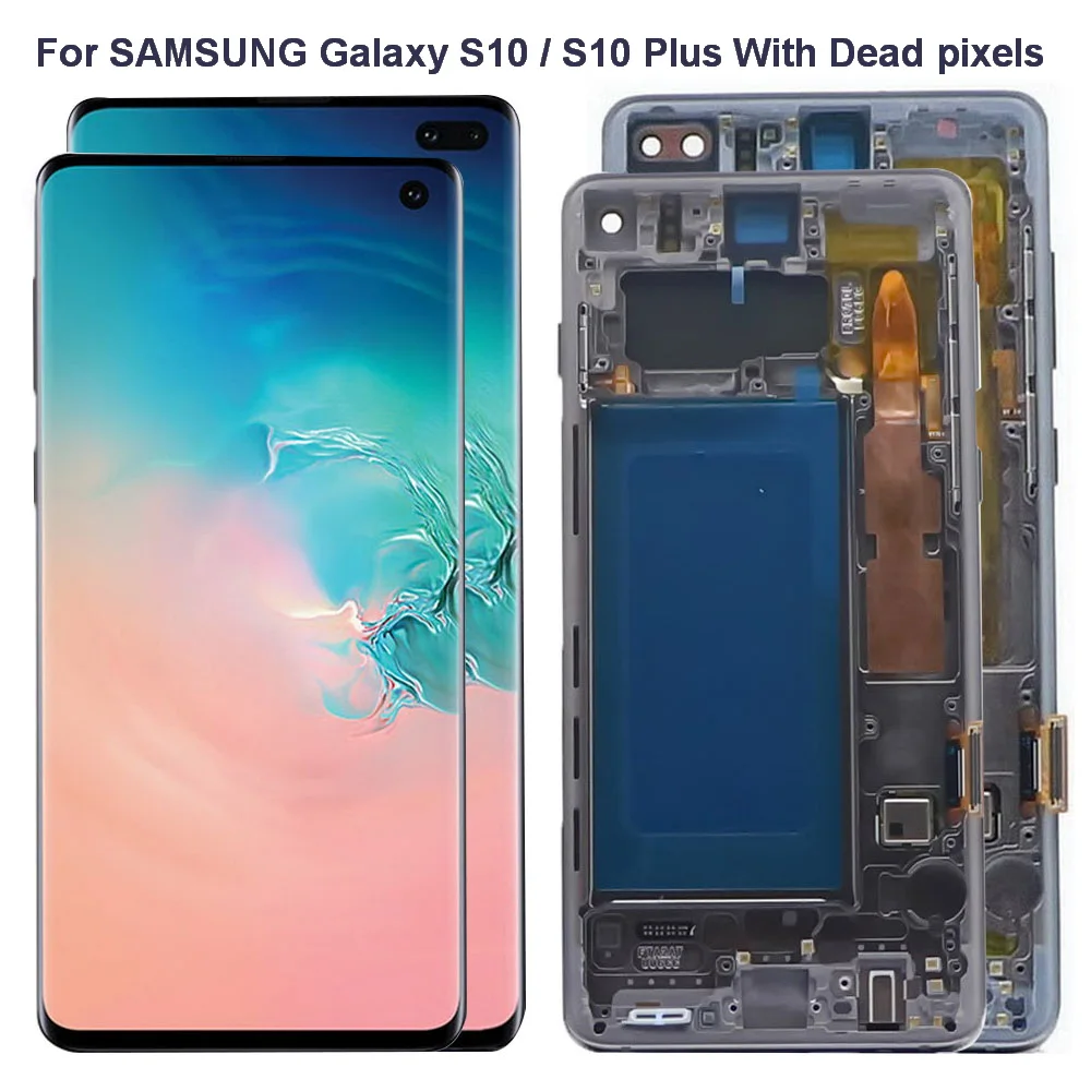 Pantalla LCD AMOLED ORIGINAL para SAMSUNG Galaxy S10, G973F, G973, s10 Plus, G9750, G975F, digitalizador de pantalla t&aacute;ctil con p&iacute;xeles muertos-0