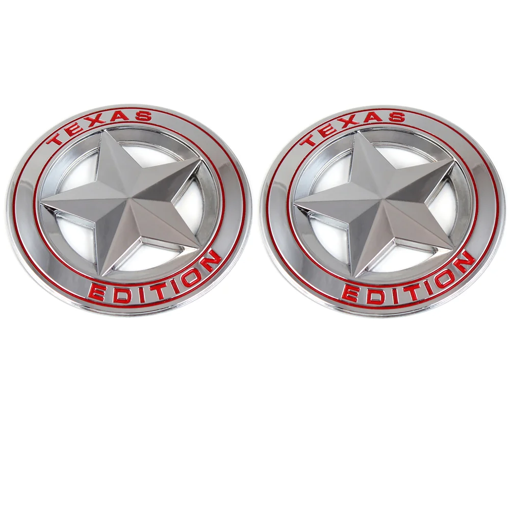 

2X Chrome 3'' TEXAS STAR EDITION Fender Door Emblem Badge Stickers for Ram Silverado Titan Sierra Car Decal Accessories