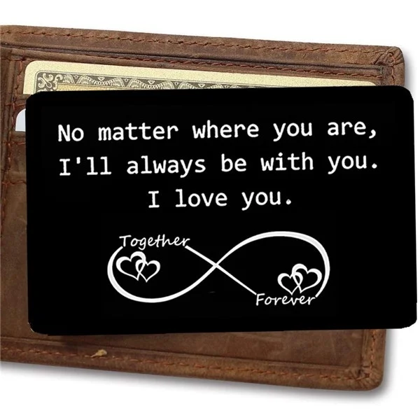 New Year Love Note Boyfriend Gifts Engraved Wallet Cards Inserts Anniversary Gifts party favors Christmas Gifts for Husband Men