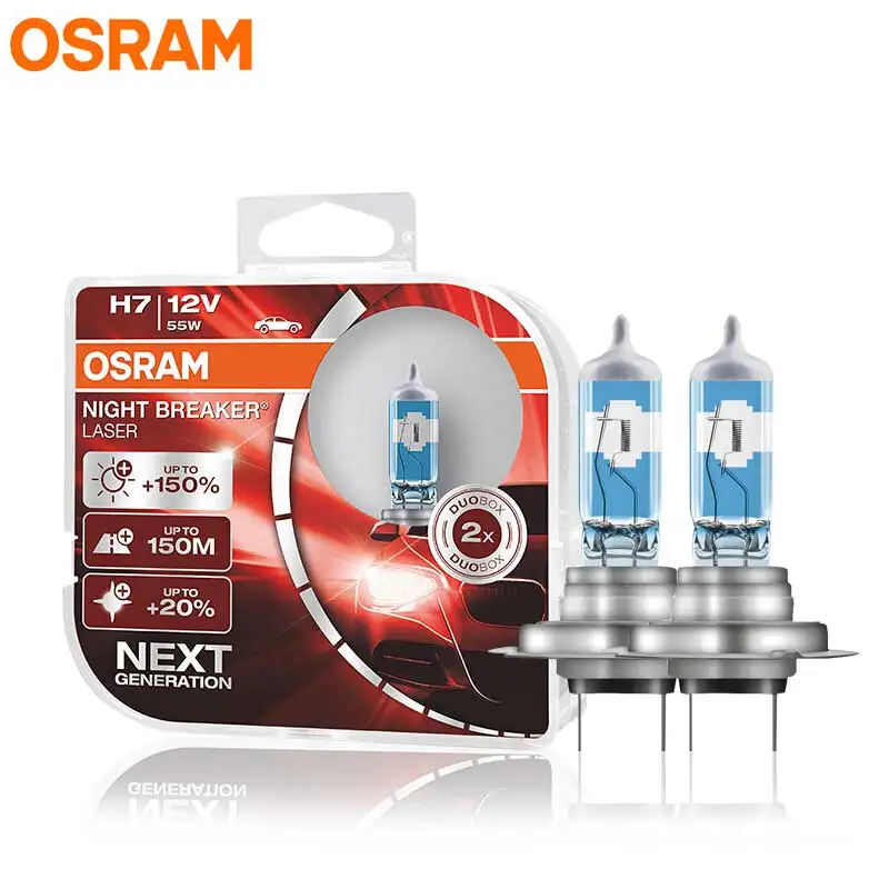 Лампа Ксеноновая OSRAM Night Breaker лазерной фар H7 12В 55 Вт 3700K H1 H3 H4 H8 H11 9005 9006 HB3 HB4 галогенных ламп+ 150% яркий