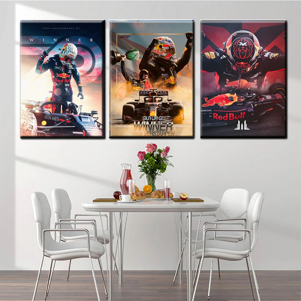 

F1 World Champion RedBulls Racing Car Max Wall Art Canvas Poster Painting Motorsports Picture Prints Living Room Home Decoration