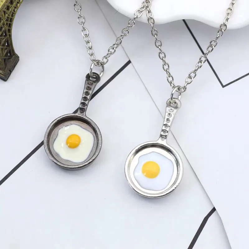 Cooking Necklace Chef Gift Cooking Keychain Fried Egg Necklace Tableware Keychain Kitchen Gift