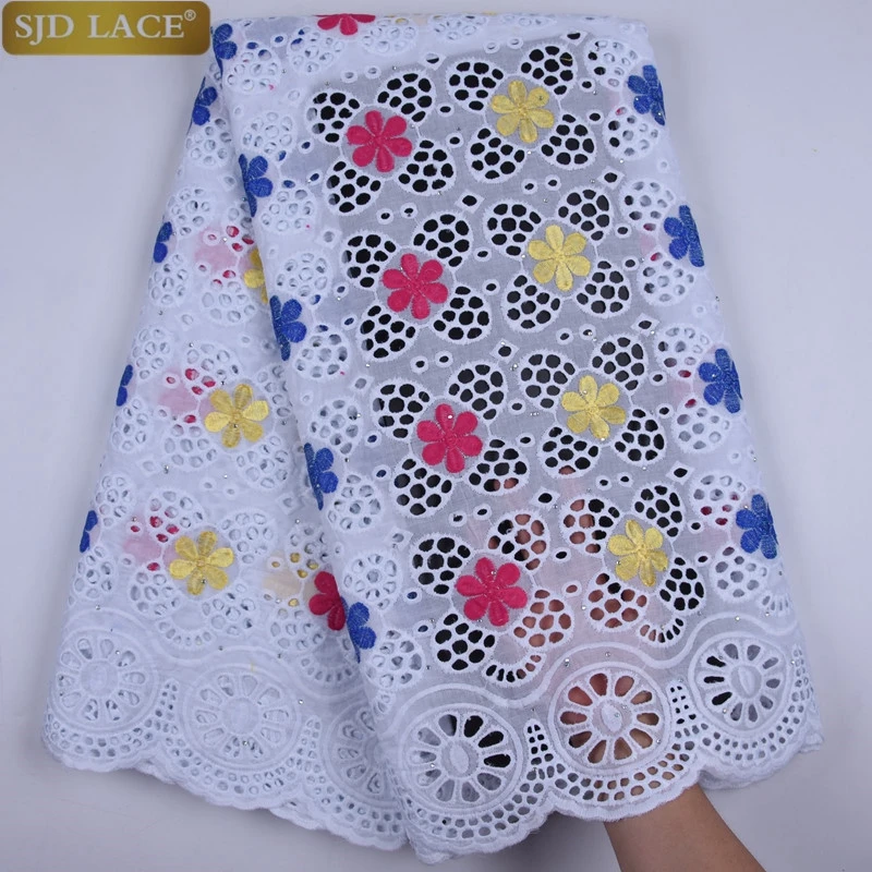 Хлопковое кружево Африканское дубайское ткань с вышивкой кружева камнями