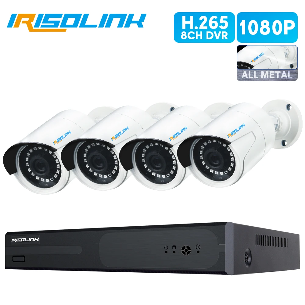 Irisolink 1080P Cctv система видеонаблюдения 8CH H.265 5в1 DVR 4 шт. камеры наблюдения ночного