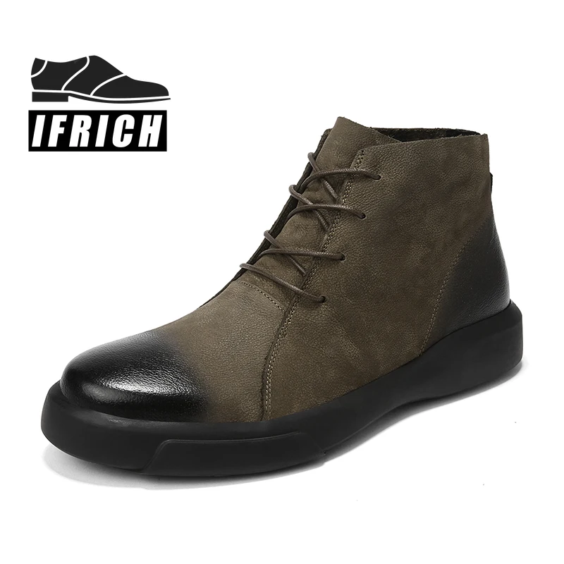 

New Arrival Autumn Men Youth Casual Boots Khaki Leather Sneakers Mens Designer Man Martin Boots Non-Slip With Fur Outdoor Boots