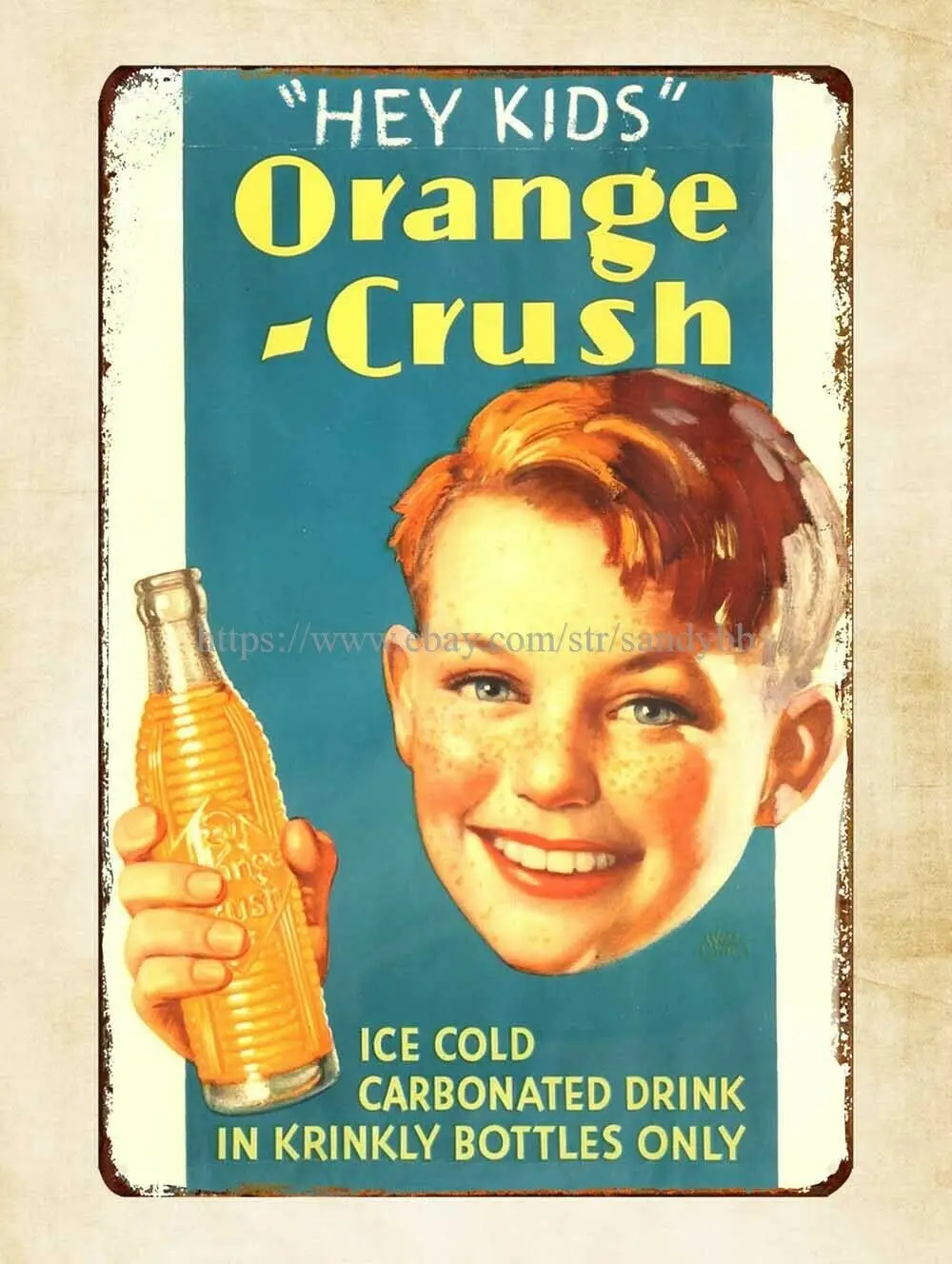 Orange Crush Hey Kids metal tin sign home decor accents