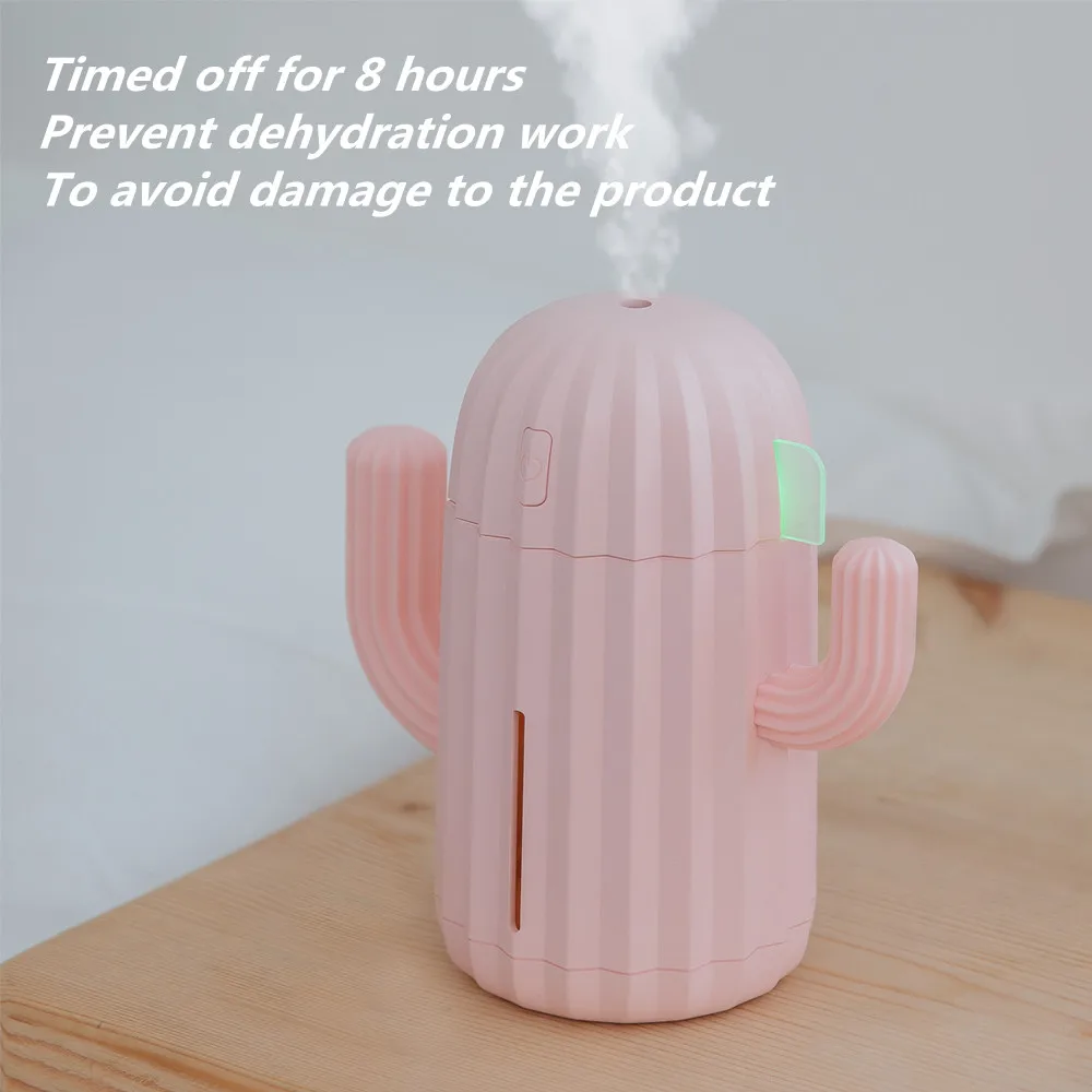 340ML USB Ultrasonic Air Humidifier Cactus Timing Aromatherapy Oil Diffuser Essential Mist Maker Fogger Mini Aroma Atomizer