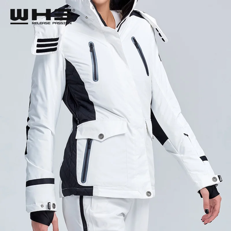 WHS новая пара зимняя Лыжная куртка уличная Снежная хлопковая спортивная женская теплая уличная куртка водонепроницаемая и ветрозащитная белая куртка