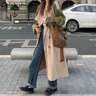 Шикарный винтажный тренчкот женский двубортный зимний 2021 Элегантный женский деловой толстый осенний жакет в Корейском стиле