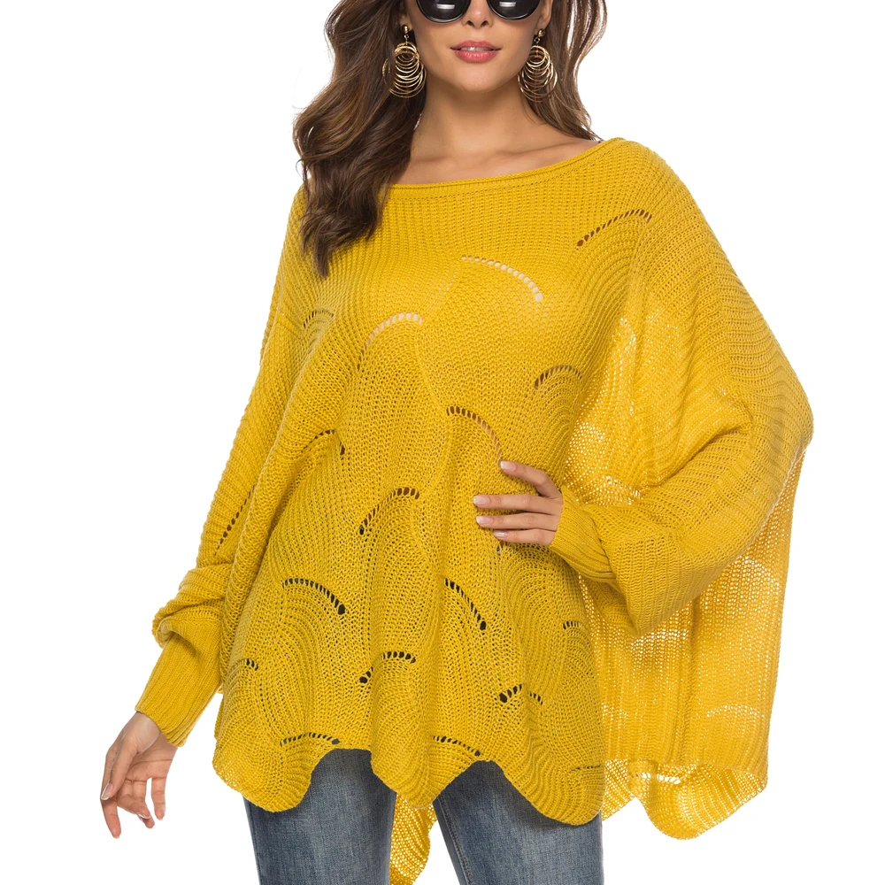 Женские Модные свободные свитера с рукавами летучая мышь сезон весна-осень