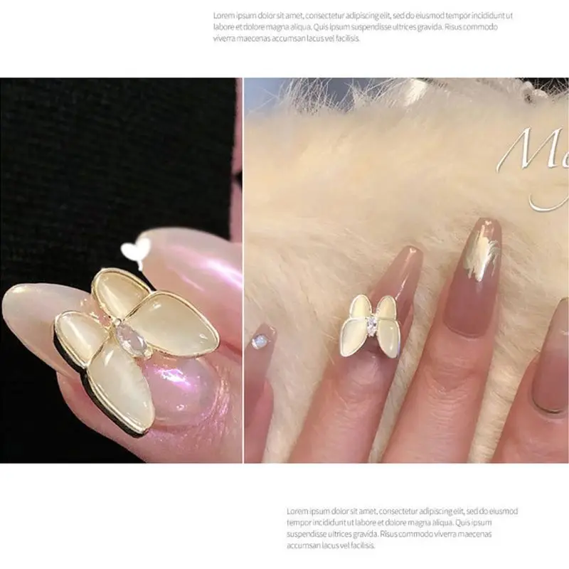 

Gold/Silver 3D Butterfly Nail Art Rhinestones Alloy Butterfly Zircon Nail Decorations Pendant Chains DIY Manicure Accessories