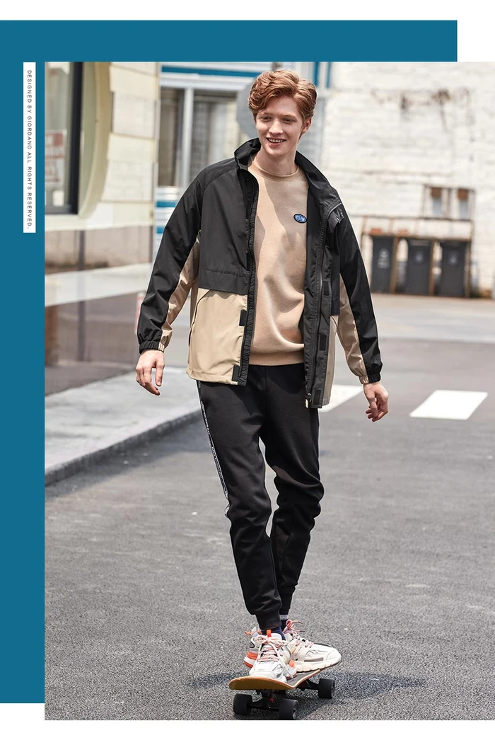 Giordano мужская куртка контрастный вышитый значок Chaquetas Hombre длинный рукав карманы спереди Jaqueta Corta Vento 01079749