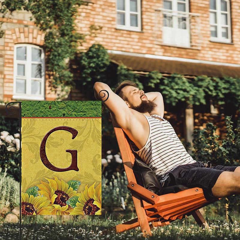 

Custom Decor Sunflower Letter G - Embroidered Monogram - Decorative Double Sided Flag - Garden Size, 12 Inch X 18 Inch